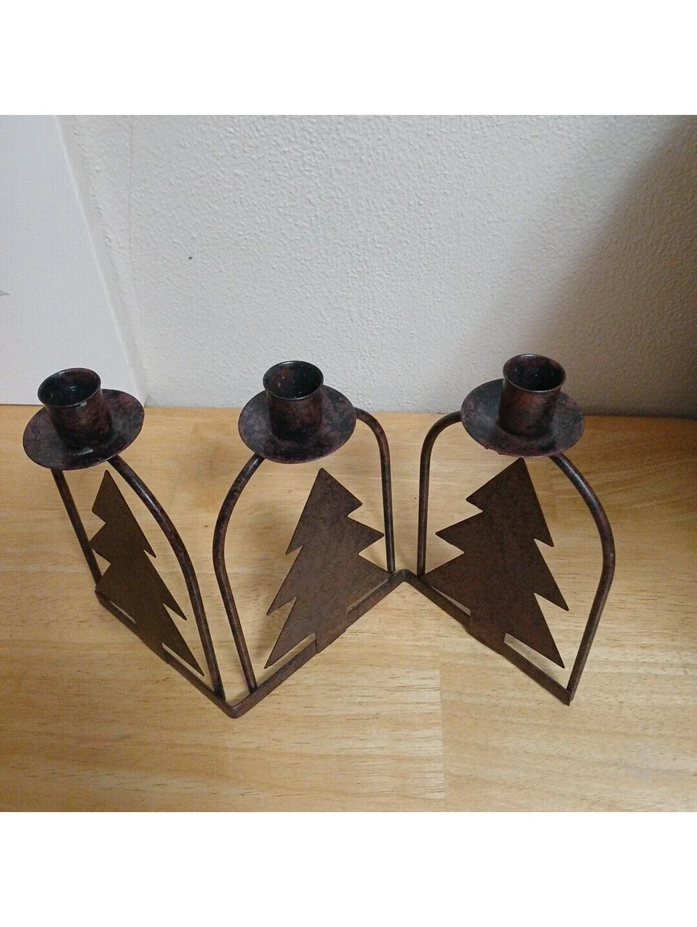 Brown And Black Metal Holiday Tree Candlestick Holder Rustick Festive Christmas